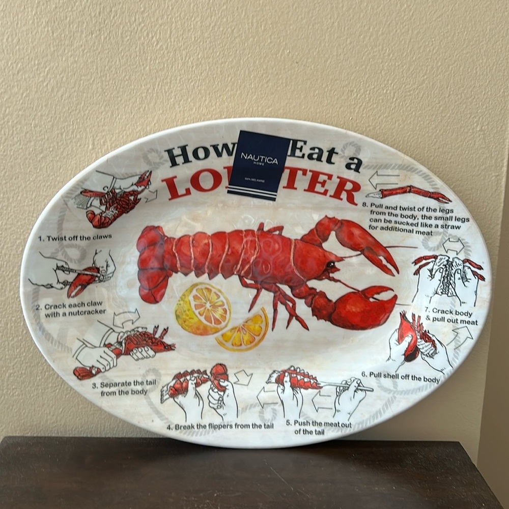 Nautica How To Eat A Lobster Melamine Serving Platter New 16”